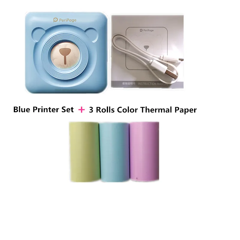 printer fotografik termik photo printer bluetooth thermal inkless and 3 rolls color paper