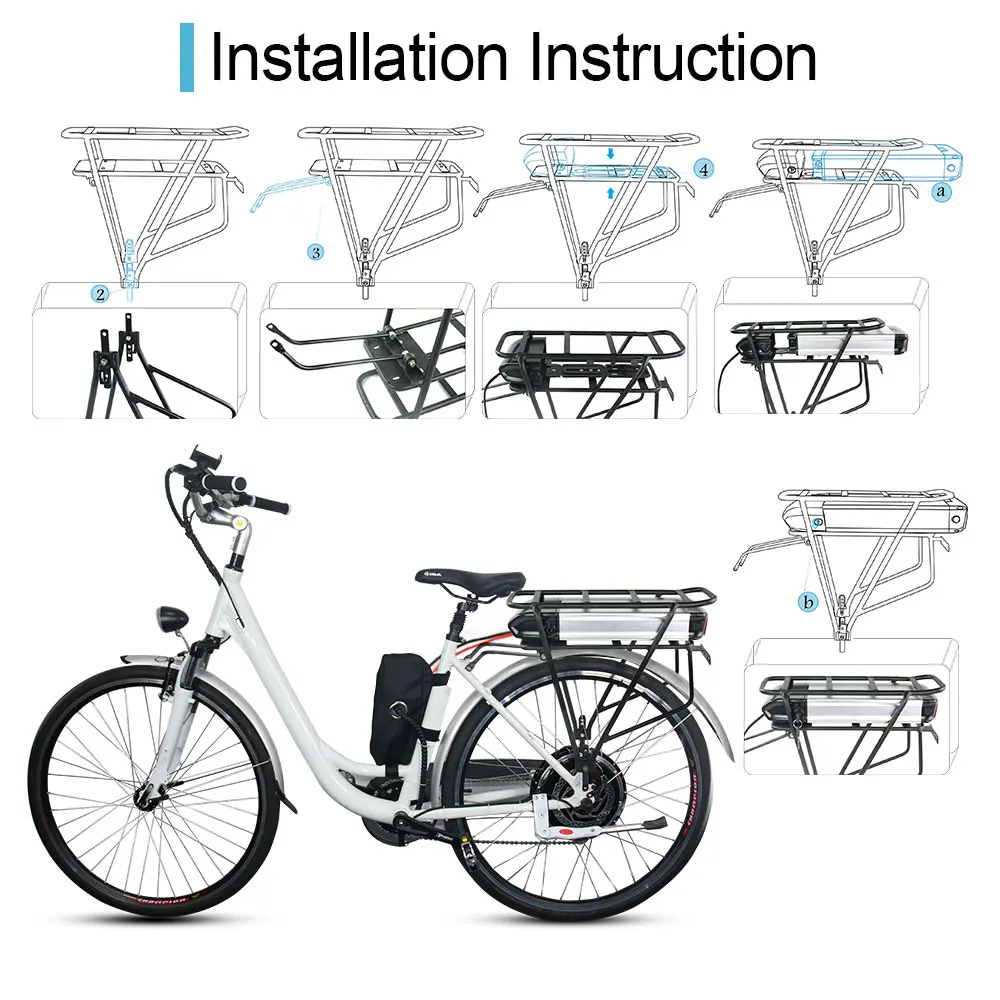 Задняя стойка ebike батарея литий-ионный Электрический велосипед батарея 48 в 1000 Вт 13Ah 12.5Ah ebike батарея