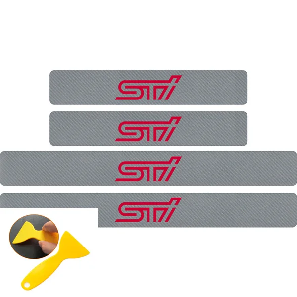Silver red 4 шт. карбоновое волокно STI автомобильные пороги протектор Переводные картинки Subaru Impreza WRX STI Trezia Стелла EV Dex Pleo автостайлинг - Название цвета: Silver red