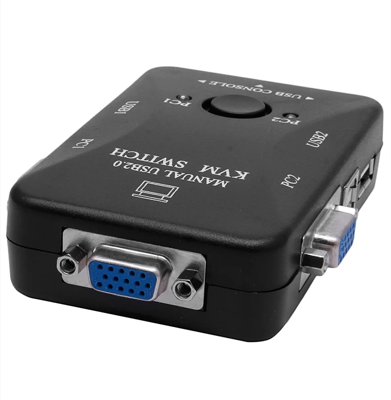 2 порта USB 2,0 KVM VGA переключатель коробка для 2 настольный компьютер, принтер мышь клавиатура Монитор руководство D08B