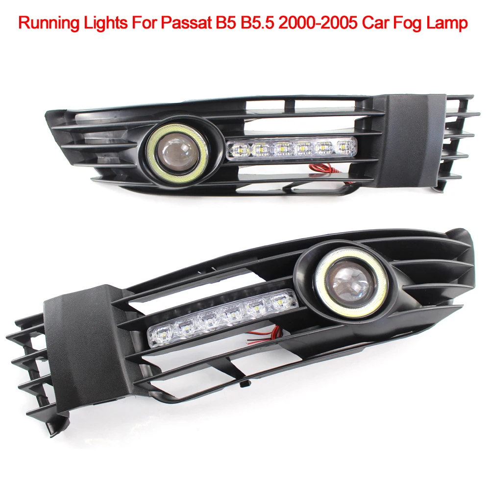 

Angel Eye Daytime Running Light 2Pcs Car Front Fog Light Grille Auto LED Light For Passat B5 B5.5 2000-2005 Car Fog Lamp D10