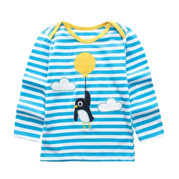 

jumping meters Children striped boys T shirts Cotton autumn baby clothes long sleeve ebroidery kids boys Tees Tops toddler