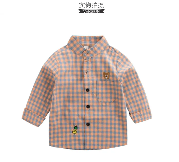 Детская рубашка с длинными рукавами для мальчиков, коллекция года, осенняя одежда Повседневная клетчатая рубашка в Корейском стиле одежда средней длины для детей