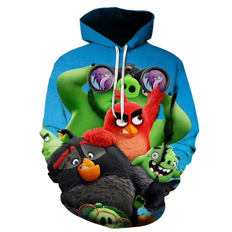 3D Printed The Angry Birds Movie 2Hooded Sweatshirts Hot Sale RED KIDS Casual Hoodies Full- sleeved Girls Casual Outwear Hoodies