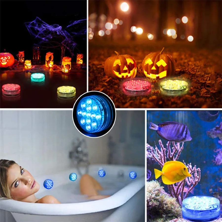 Projecteur LED Subaquatique Rechargeable Pour Piscine - 16 Couleurs, Télécommande RF, IP68, 3 Ventouses - Éclairage Bassin, Fontaine - 8