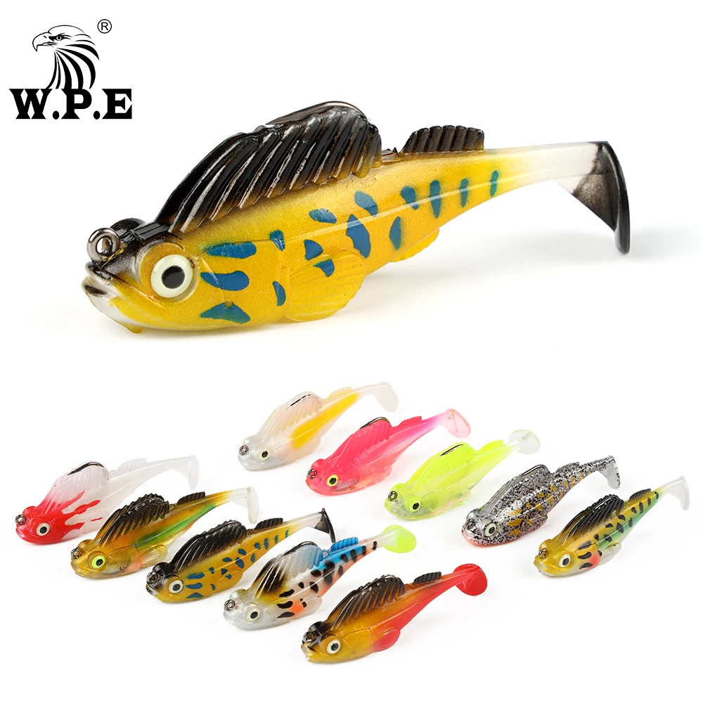 

W.P.E 1pcs Lead Head Soft Lure 7cm 12.5g Silicone Swimbait Fishing Lure Jig Fishing Tackle T-tail Bait Pike Perch Bass Fishing
