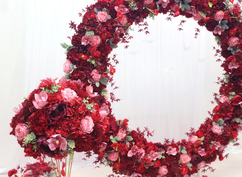 JAROWN Custom Wedding Color Artificial Rose Hydrangea Garland Set Wedding Background Decoration Flower Ball Arch Home Party Decor (7)