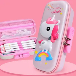 3D EVA pen case Password lock pencil case cute stationery box Cartoon animal pencil box student pen bag kid School supplies gift
