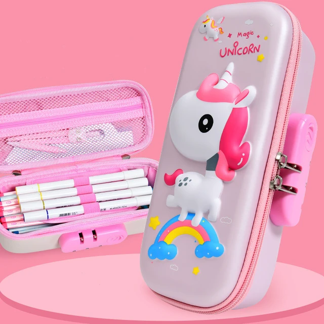Cute Unicorn Painting Pencil Case Set For Girls Large Capacity Pencil Box  Portable Kid Pen Bag School Pouch School Supplies Gift