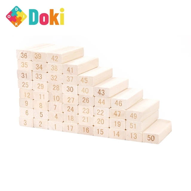 Doki Toy Large Size Wooden Domino Building Blocks Toys Tower Game Baby Educational Toy For Children Dominoes Stacking Train Toy 2
