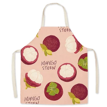 

Linen Fruit Pattern Apron Adult Sleeveless Printed Apron Home Cooking Baking Waist Bib Household Kitchen Pinafore