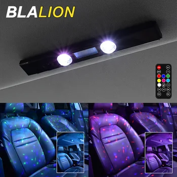BLALION LED 자동차 분위기 램프, 무선 음성 제어, RGB 루프 스타 라이트, USB 충전, 자동차 인테리어 장식, 앰비언트 파티 조명