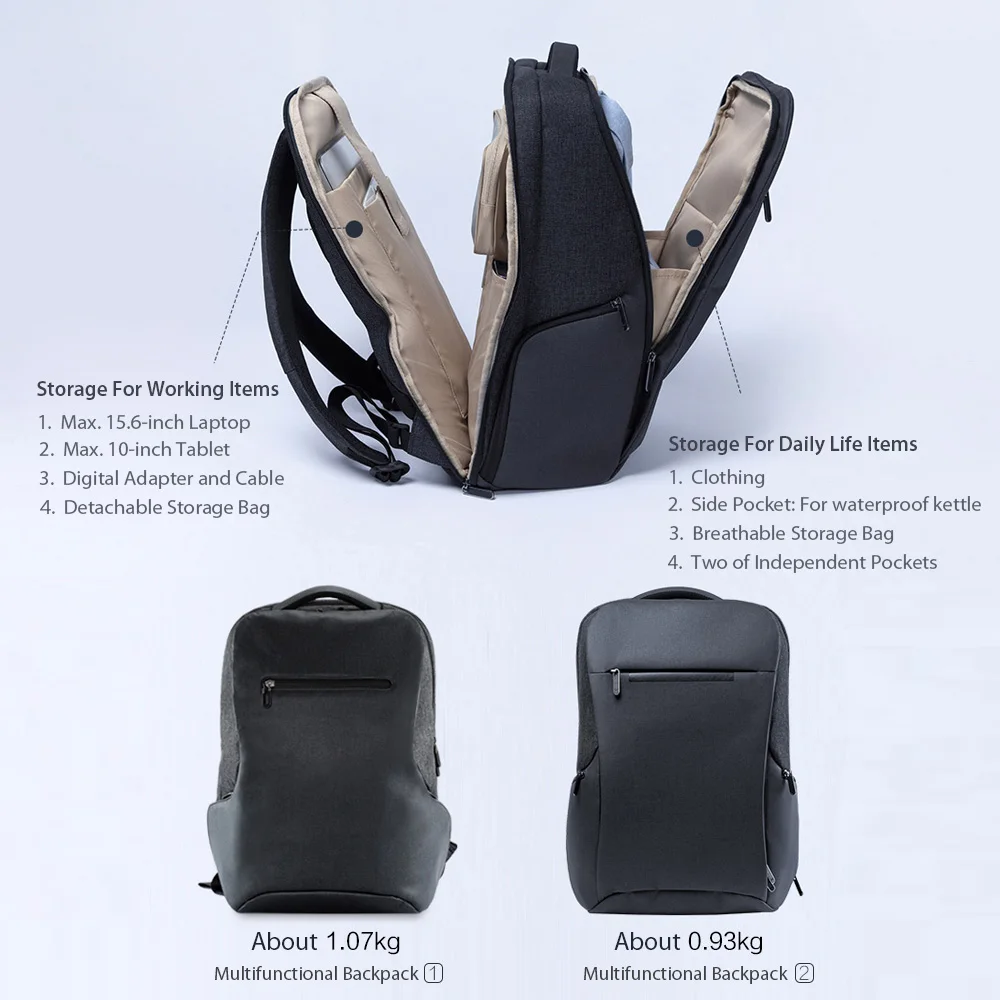 Original Xiaomi Mi Business Travel Backpacks 2 Waterproof 180° Open Bag 26L Big Capacity For 15.6 I