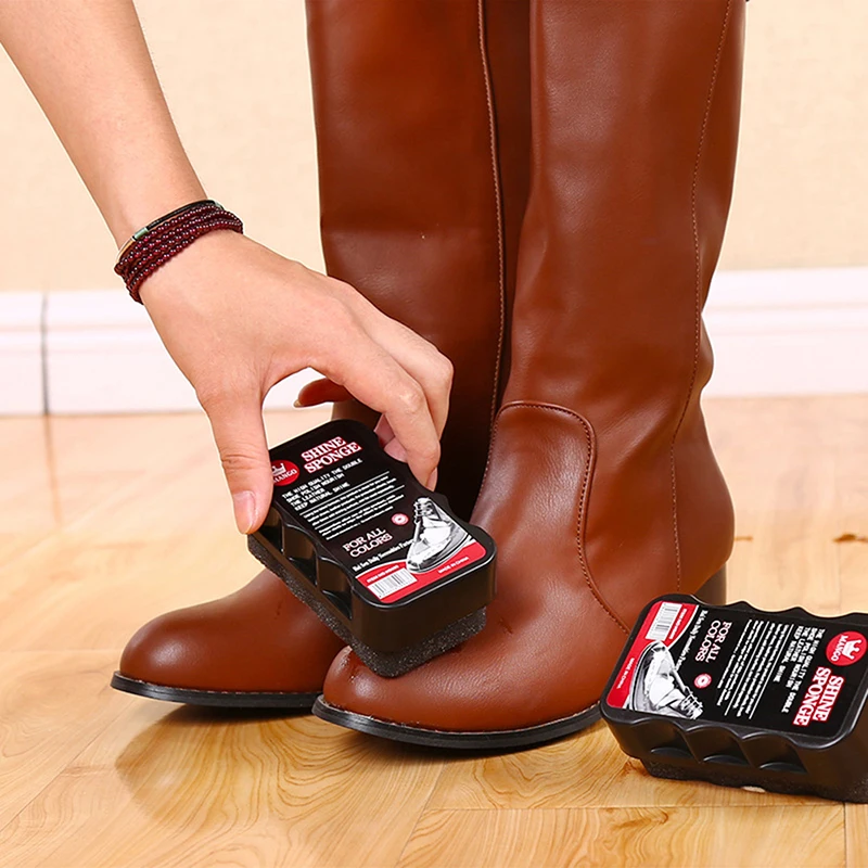 1Pcs Quick Shine Shoes Brush Cleaner Leather Polishing Cleaning liquid wax shining Sponge polisher Shoe Boot bag sofa