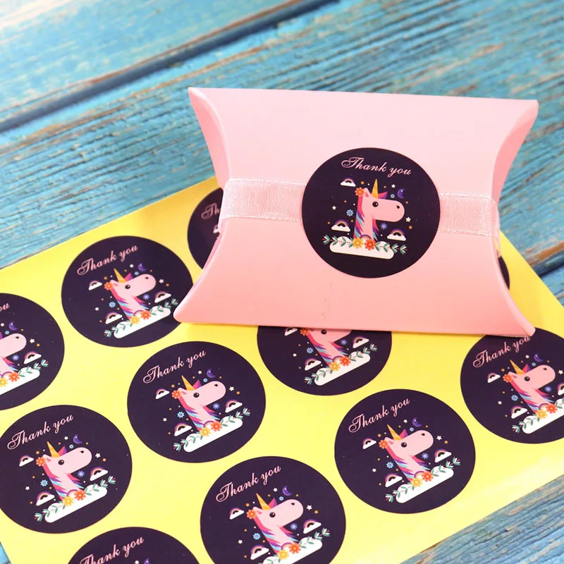 

12 Pcs Happy Birthday Thank You Sticker Unicorn Label Sealing Sticker Homemade Paper Sticker For Baking Gift Decoractive Sticker