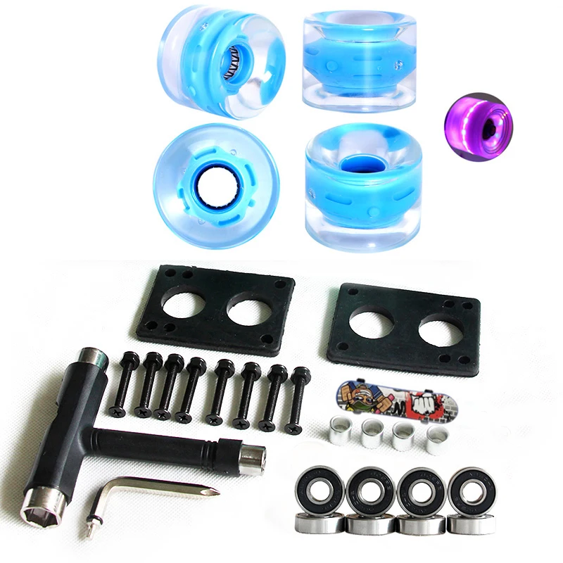 

60*45mm fish board wheels set flash wheels skateboard longboard parts ABEC-9 bearing 29mm hardware 3mm riserpad