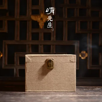 

A Sunny Day Literature Ceramics Gift Box Solid Wood Cotton Flax Box Ceramics Gift Packing Box 17*13cm