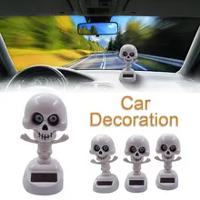 Автомобильная кукла на солнечной батарейке для Хэллоуина, Череп, солнечный свет, танцевальное животное, качающееся, анимированный качающийся танцор, Череп, автомобильные устройства для украшения