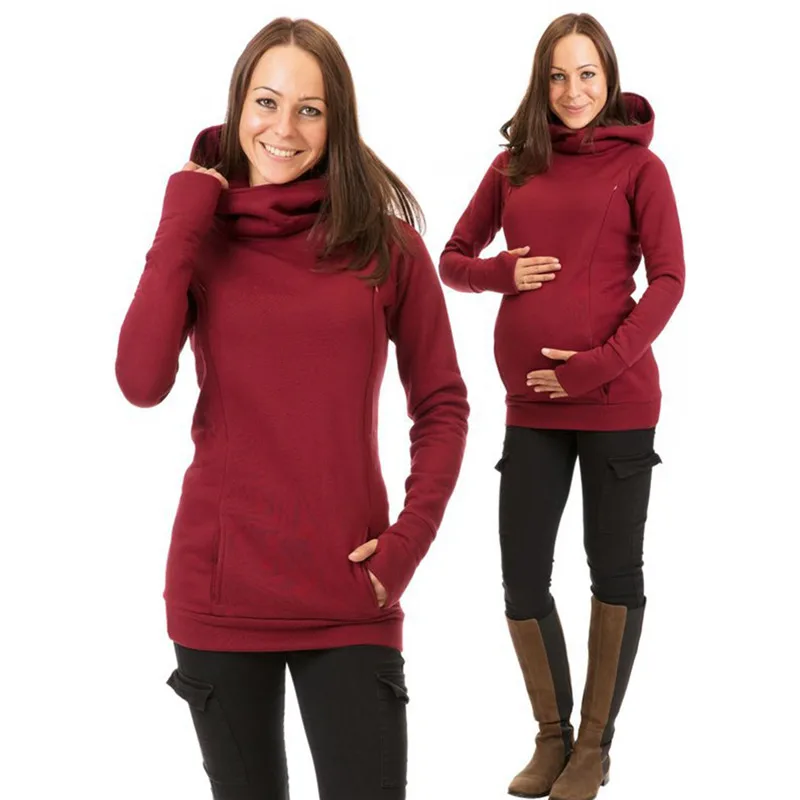 Maternity Sweatshirt Women Nursing Maternity Long Sleeves Hooded Breastfeeding Hoodie Pregnant