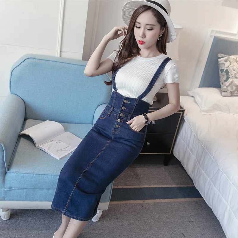 

Cowboy Strap Dress 2019 Spring Clothing New Style Large Size 200 Mid-length Cowboy Skirt 200