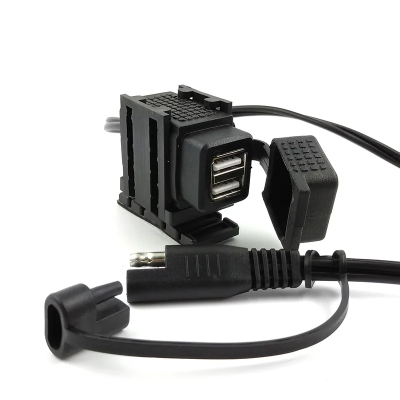 100 см SAE к USB кабель адаптер 3.1A водонепроницаемый мотоцикл двойной USB зарядное устройство Комплект двойной порт разъем питания для телефона планшета gps