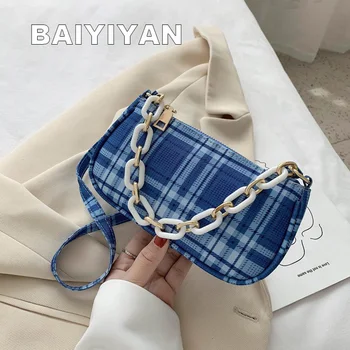 

2020 New Fashion Small Chains Plaid Shoulder Bags Saddle Bag Luxury Brand Designed Handbags