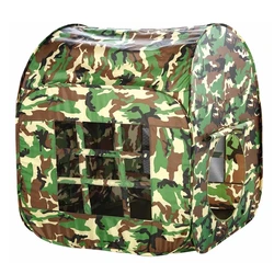 Tienda de juguete del ejército de camuflaje para niños, casa de almacenamiento plegable para interiores y exteriores, juego divertido, tienda de juguete con bolsa de transporte portátil