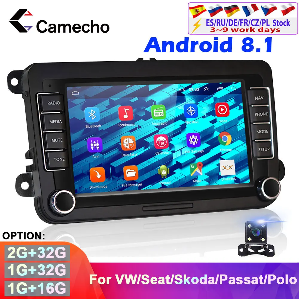 Camecho 2Din автомобильный Android 8 1 GPS Радио мультимедийный плеер для