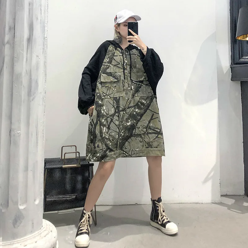 Max LuLu Осенняя модная Корейская брендовая Дизайнерская одежда в стиле панк женские Лоскутные толстовки с капюшоном винтажная Женская камуфляжная хлопчатобумажная трикотажная рубашка