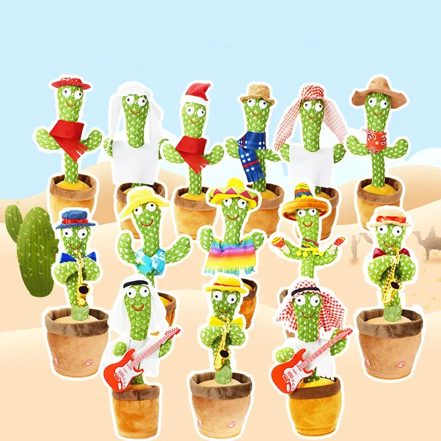 Plush cactus dancing toy, 120 songs, speaker, USB charging, vocal rehearsal, gifts for children 1