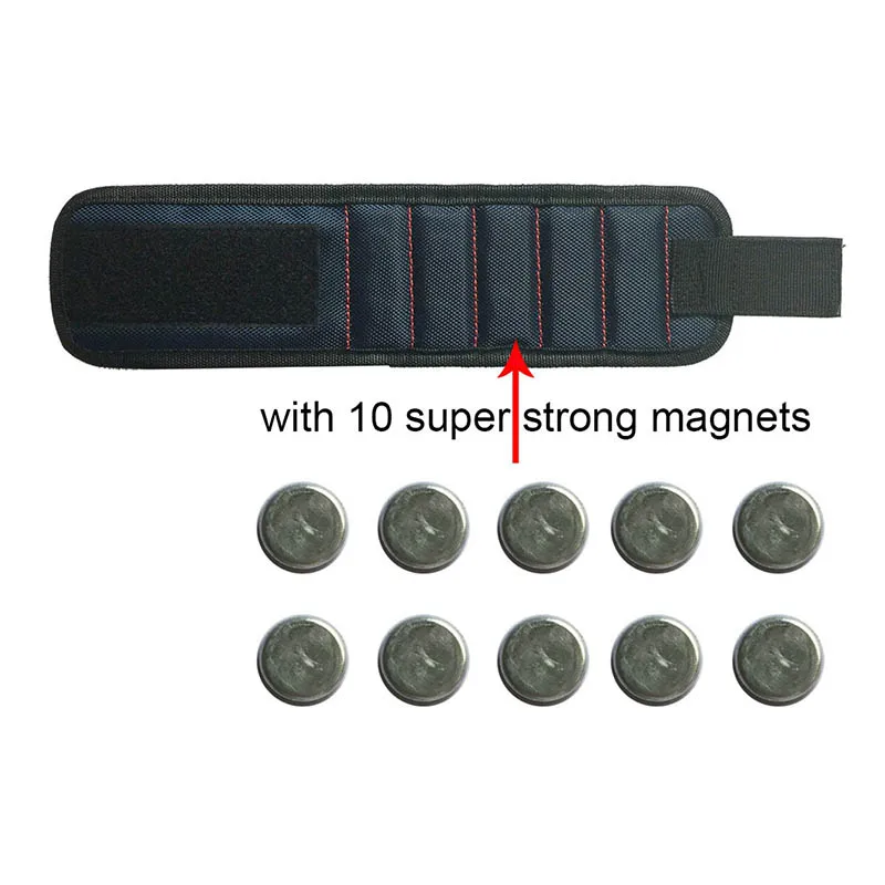 H3561645b84a84d86b8869b3e072eec58k Strong Magnetic Wristband Portable Tool Bag For Screw Nail Nut Bolt Drill Bit Repair Kit