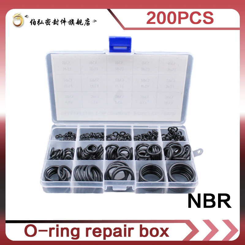 Nitrile Rubber 200pcs O Rings Wearresistant waterproof and oil resistant O Ring Seal NBR
