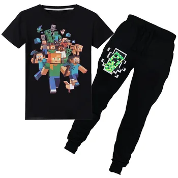 

2020 Cross-border e-commerce eBay explosion models Dan TDM Stampy Cat T-shirt children's suit Minecrafted Children's trousers