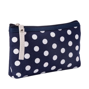 

Dot Zipper Bag Canvas High Quality Convenient Key Card Bags Portable Small Fresh Toiletry Cosmetic Storage Bags Cute Simple Bag