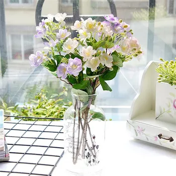 

7Pcs Fake Short Stem Jasmine (3 stems/piece) 23.62" Length Simulation Jasminum Sambac for Wedding Home Artificial Flowers