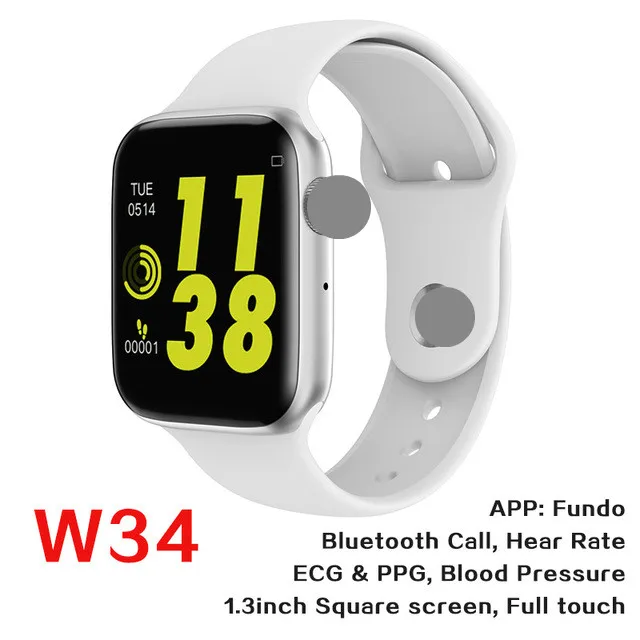 w34 silver Смарт-часы с Bluetooth и функцией вызова, W34, мужские фитнес-часы для измерения давления, ЭКГ, монитор сердечного ритма, умный браслет, спортивная одежда, женские спортивные часы - Цвет: w34 silver