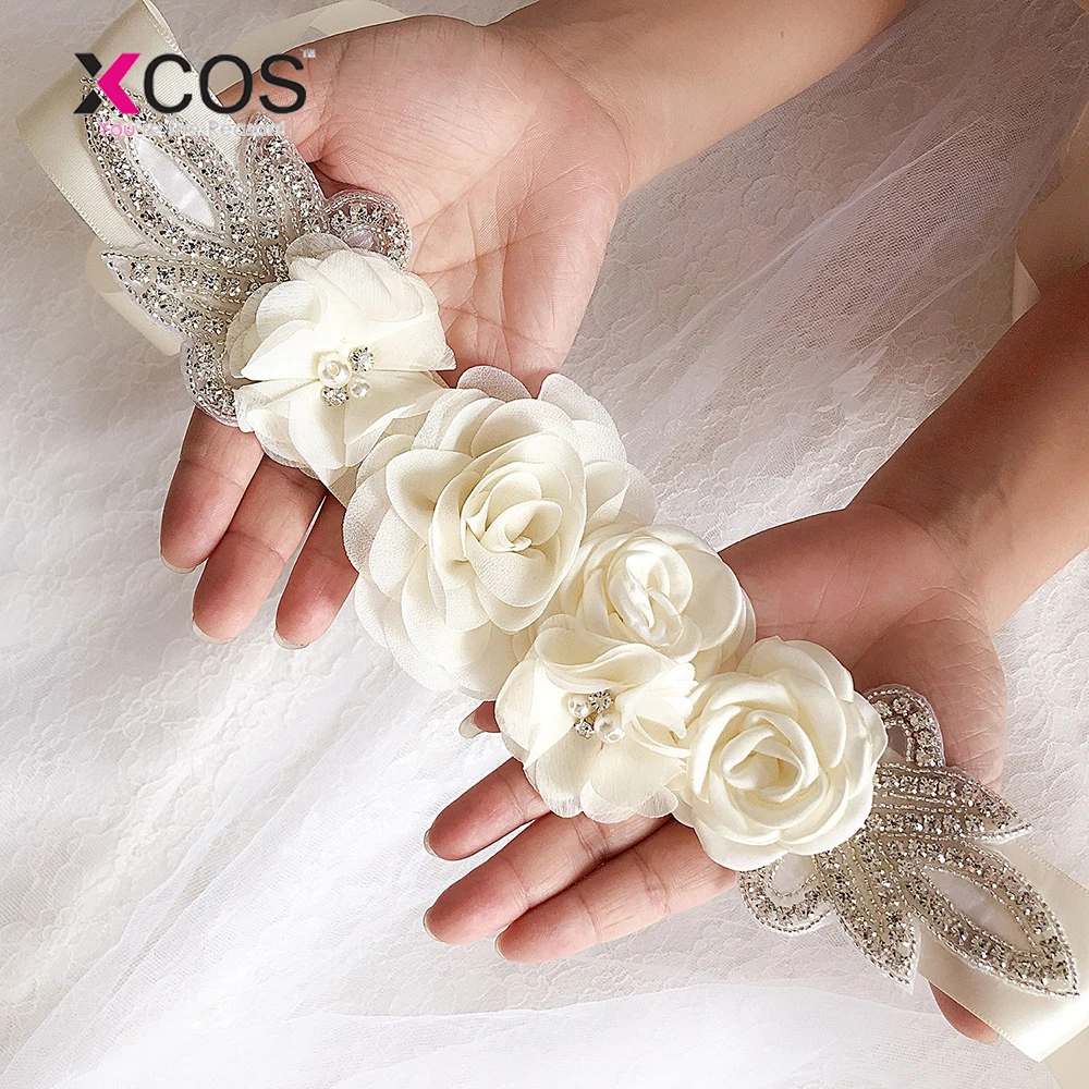 Xcos 3D цветы свадебный пояс с кристаллами Стразы блестящие роскошные ремни свадебного платья 10 цветов
