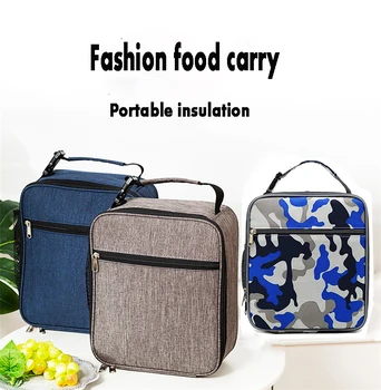 

Adult Kids Oxford Cloth Insulation Lunch Bag Portable Handbag Buckle Classic Food School Storage Lunchbox Keep Warm Case Bag