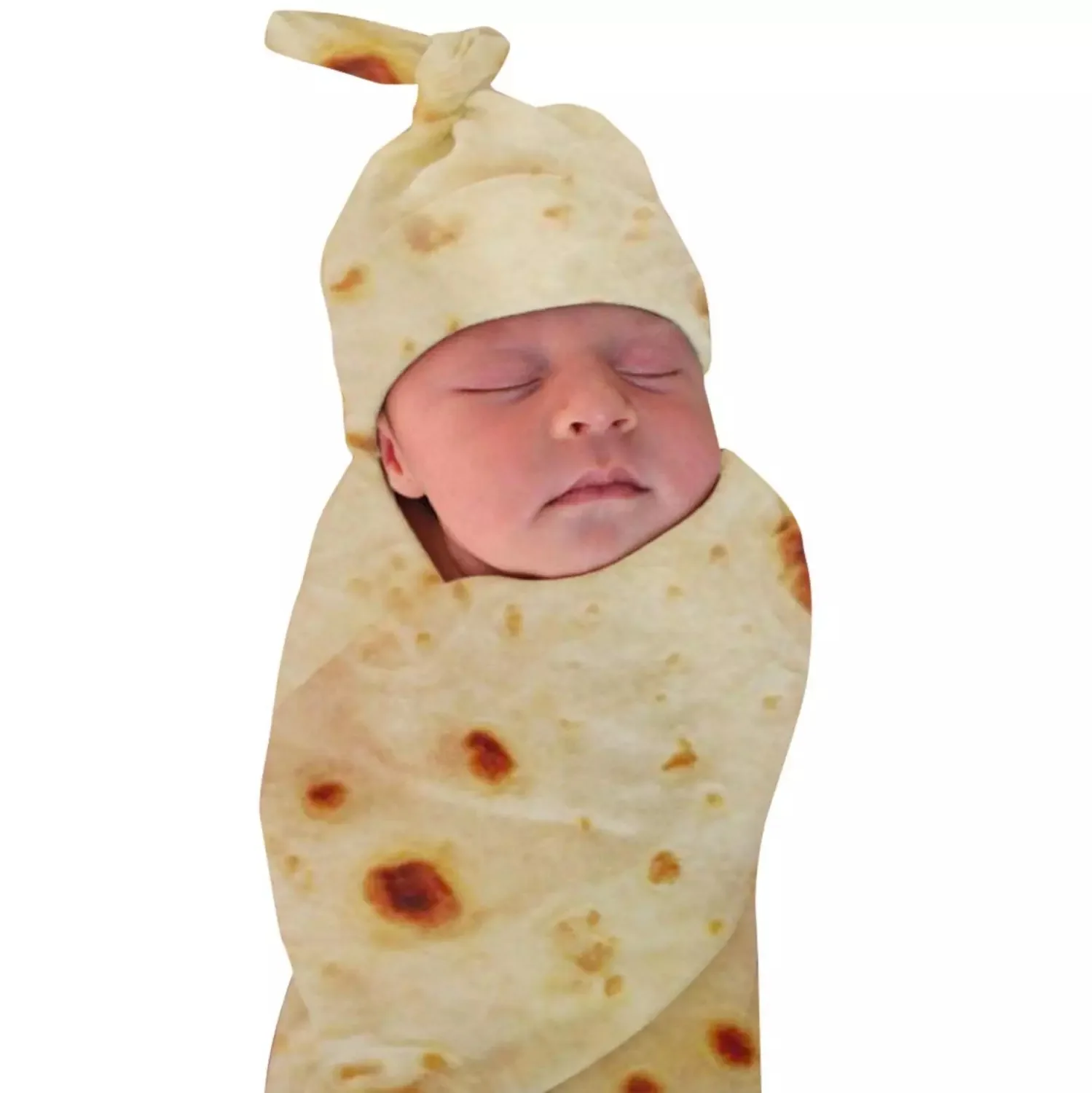 Baby Blanket+ Hat Burrito Baby Flour Tortilla Swaddle 100% Cotton Flannel Blanket Sleeping Swaddle Wrap For Baby Sleep