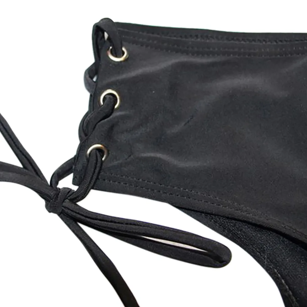 Женский сексуальный черный купальник бикини 2020 новый однотонный дерзкий бандаж