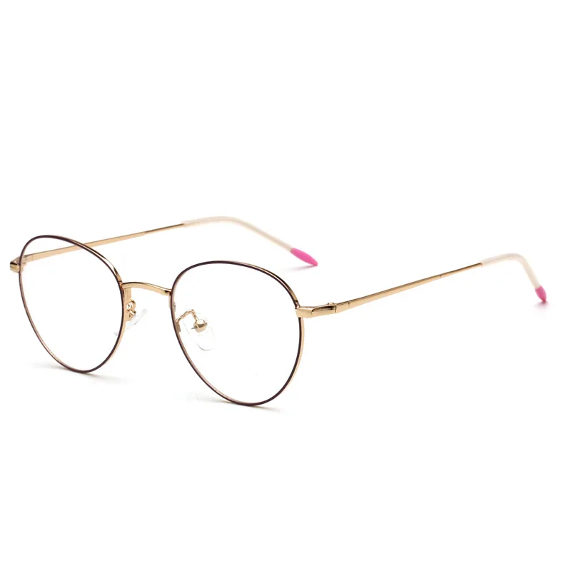 

Fashion design of infinite flat glasses frame and metal circular bicolor myopic glasses frame for male and female students
