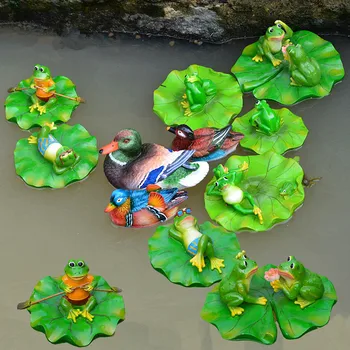 

Frog model resin material swimming frog floating fishing tank decoration Lovely summer accessories