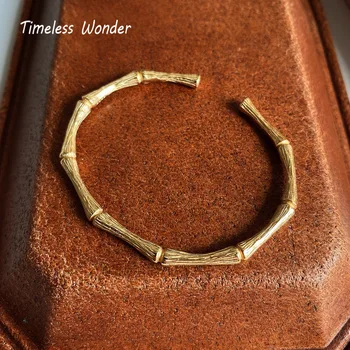 

Timeless Wonder 925 Sterling Silver Geo Bamboo Bangle Women Jewelry Punk Gothic Boho Hip Hop Luxury Design Statement Top 1512