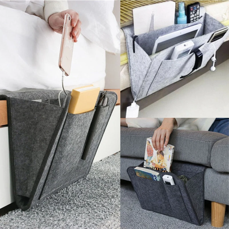 

Felt Bedside Storage Organizer Bed Desk Bag Sofa TV Remote Control Hanging Caddy Couch Storage Organizer Bed Holder Pockets