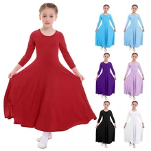 Хвалебное платье Детские платья для девочек, Одежда для танцев Плиссированное длинное платье для литургических танцев Детская одежда с рисунком на церковную тематику для девочек