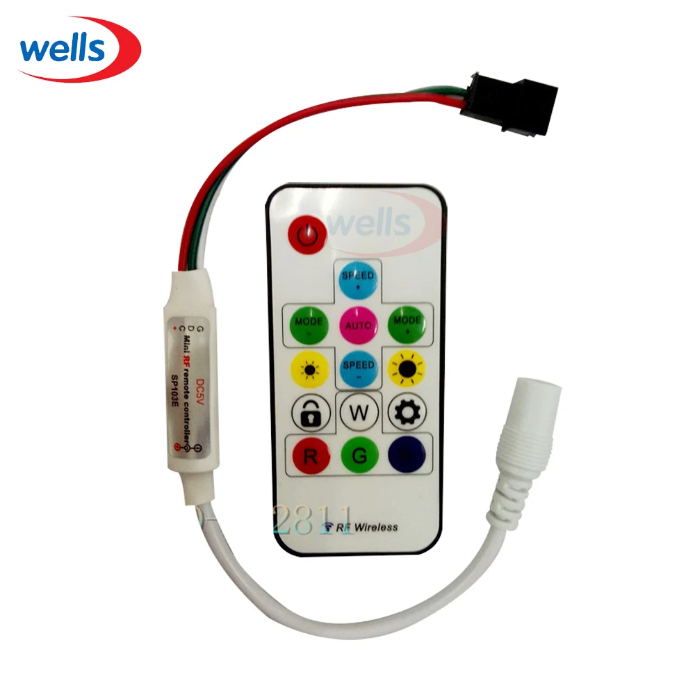 

New 14key Mini-RF controller for LED Strip WS2811 WS2812 WS2812B Controller 5V
