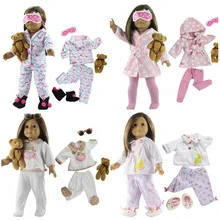 Много стилей пижамы на выбор 1 комплект кукольная одежда топ+ брюки для 18 дюймов американская кукла ручной работы Высокое качество 1" кукольная одежда