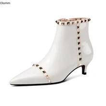 Olomm/Новые Модные женские кожаные ботильоны пикантные ботинки на высоком каблуке красивые элегантные черные вечерние туфли с острым носком женская обувь, американские размеры 4-8,5