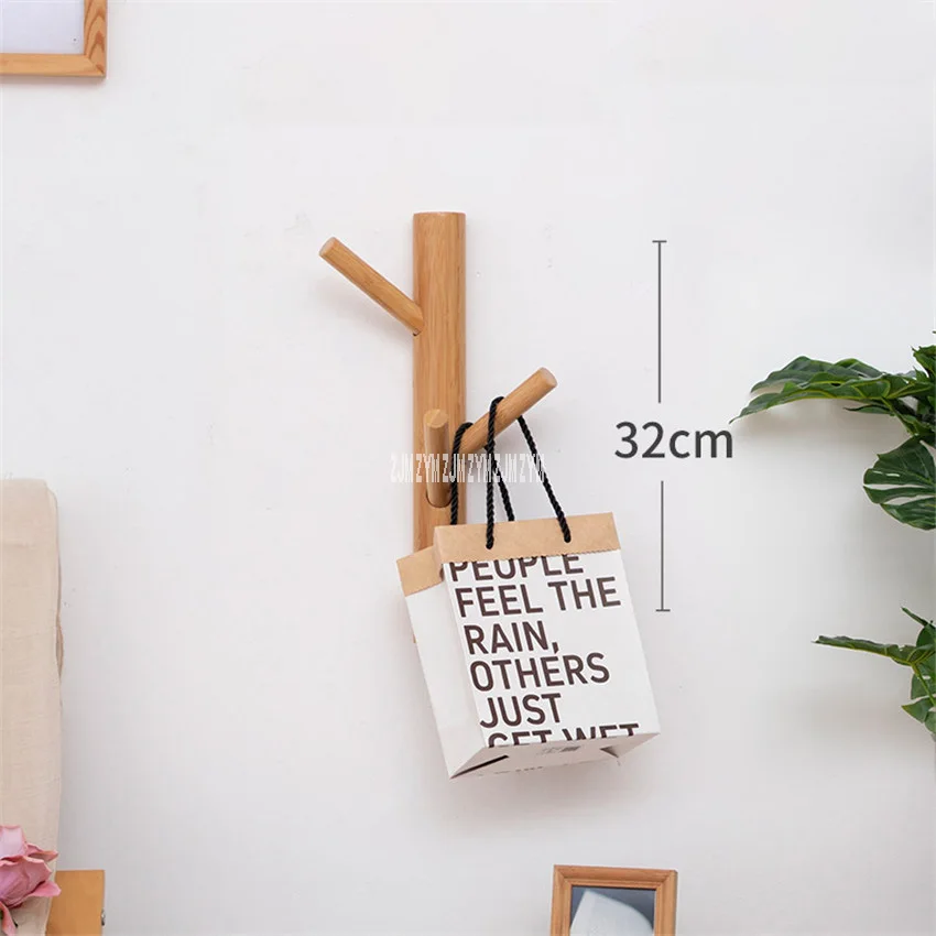 bamboo color 3-hook ND171129 Современная Гостиная вешалка в качестве украшения Настенная елка шляпа стойка креативная бамбуковая одежда дерево твердая древесина настенная вешалка для пальто - Цвет: bamboo color 3-hook