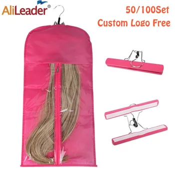 

Alileader Cheap Wig Storage Bag With Hanger Portable Hair Extensions Packaging Custom Logo Dust Proof Protective Wig Storage Bag